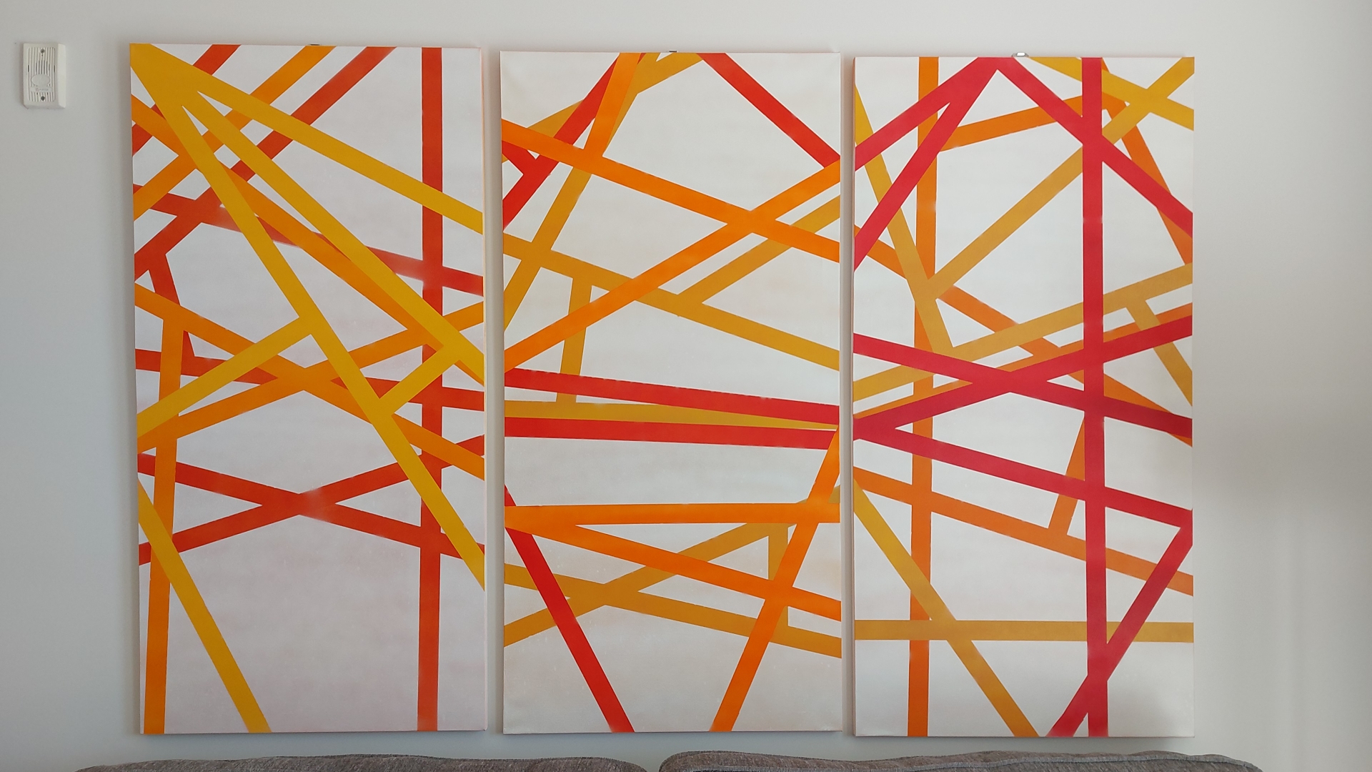 A picture of my spray painted canvases.