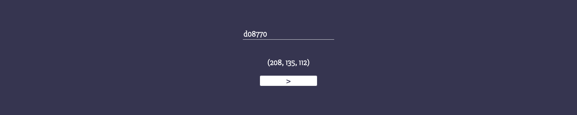 A screenshot of the hex2rgb project