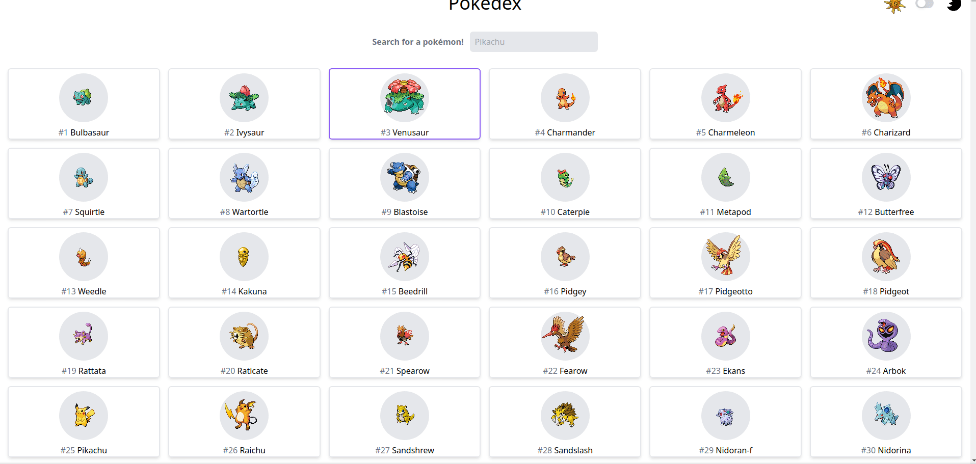 A demonstration of the Pokédex project